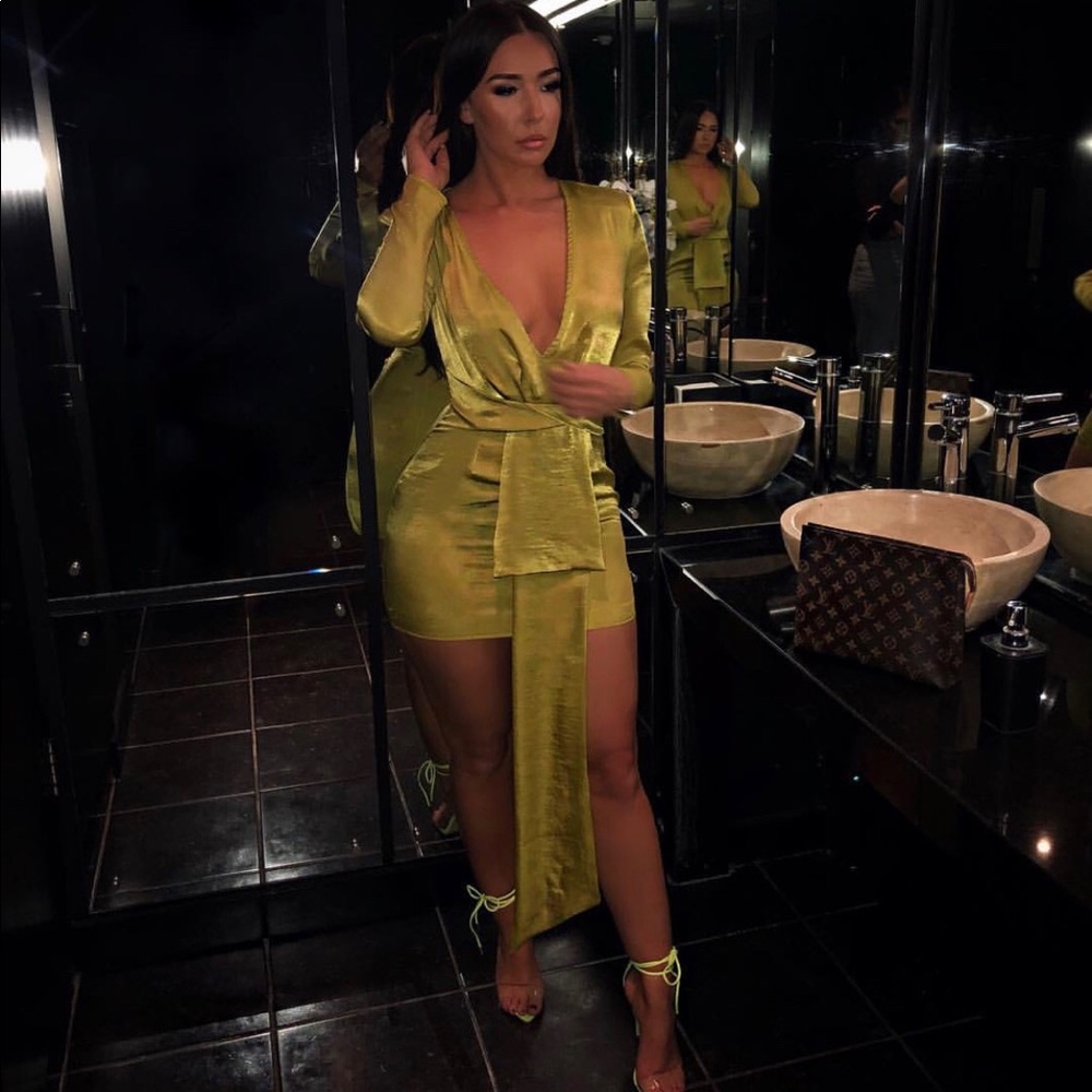 Green Plunge Mini Dress